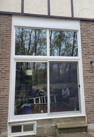 Sliding door with large transoms in Mississauga